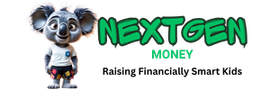 Logo with a smiling cartoon koala and the text “NEXTGEN MONEY” and “Raising Financially Smart Kids”