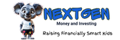Logo with a smiling cartoon koala and the text “NEXTGEN MONEY” and “Raising Financially Smart Kids”