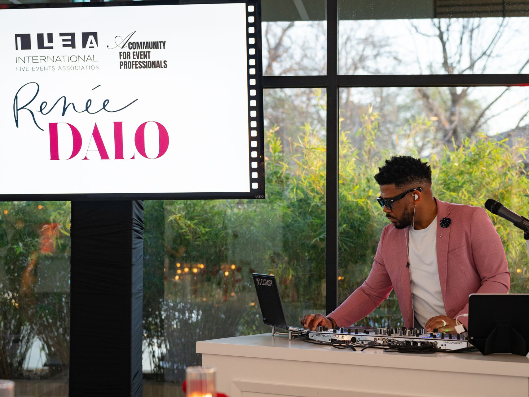 Corporate event DJ Winston Gaines performing at Skyline venue in San Antonio, Texas.