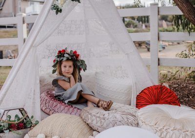 Lace TeePee and hand-made flower crown - Optional add-ons to make each Posh Unicorn Luxury Picnic in San Diego unique