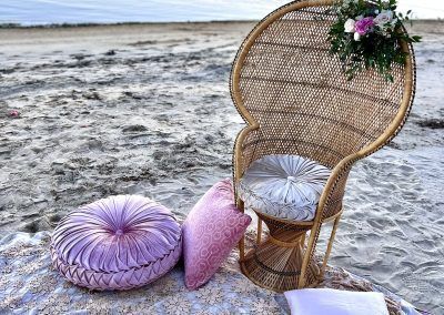 Peacock chair at the beach - Optional add-on to make each Posh Unicorn Luxury Picnic in San Diego unique