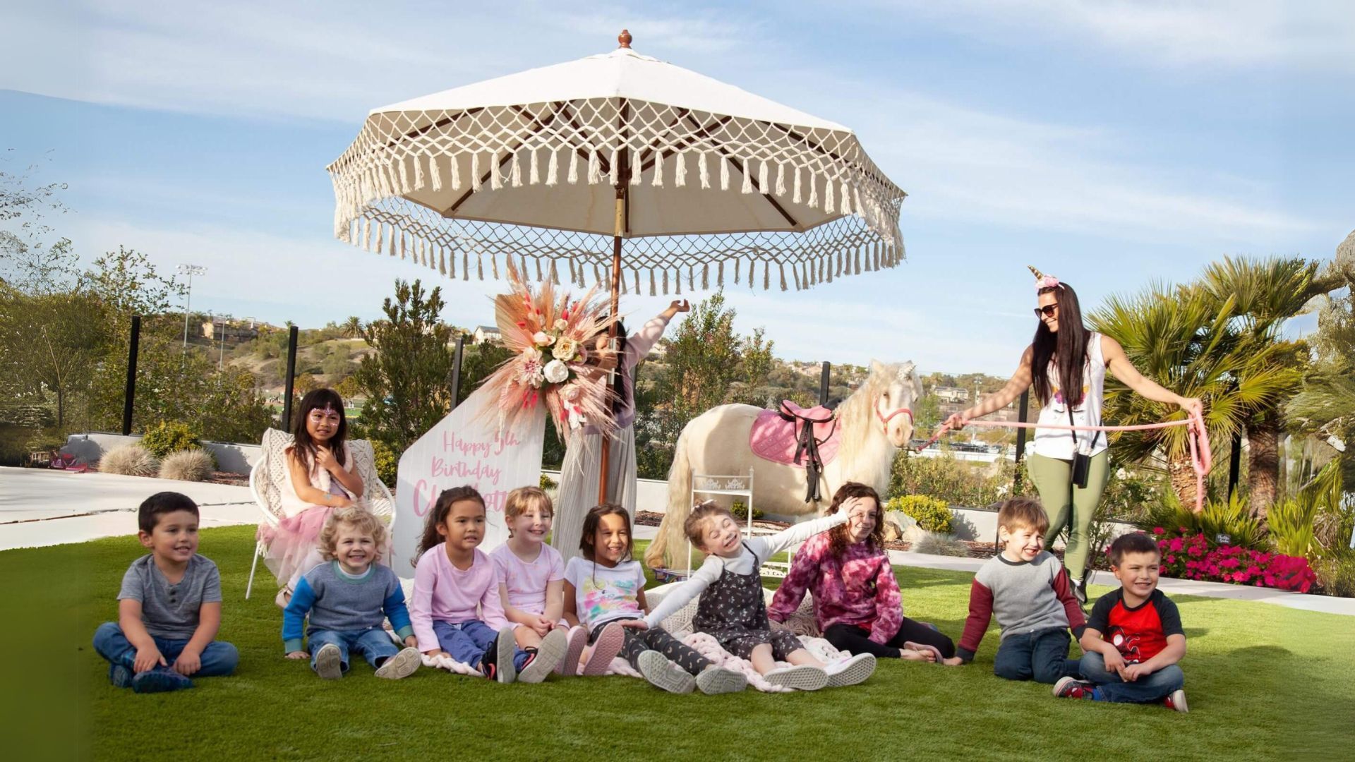 Children Group Photo With Pony — San Diego, CA —The Posh Unicorn