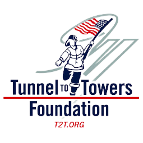 Tunnel to Towers Foundation text and man graphic holding American flag