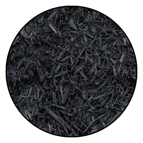 Black mulch in a circular frame.