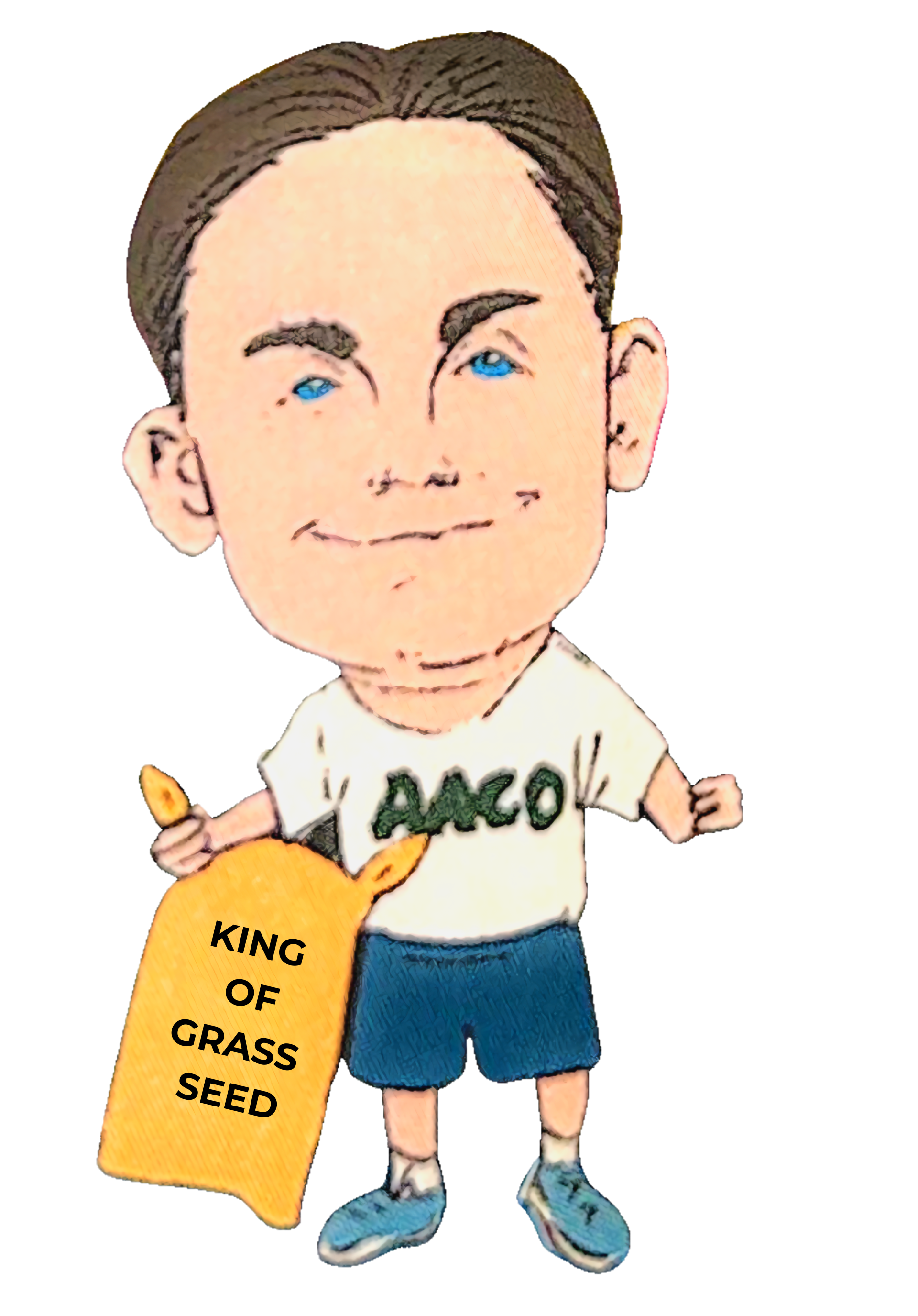 Cory Stephens character holding grass seed