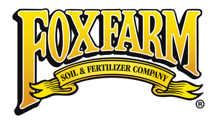 FoxFarm logo with yellow text on black outline. Contains
