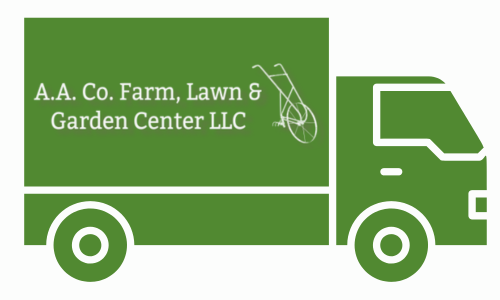 Green delivery truck with 