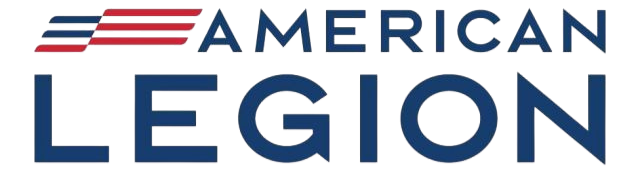 The logo for the American legion is blue and red