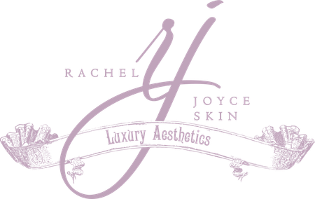 A purple logo for Rachel Joyce Skin Luxury Aesthetics