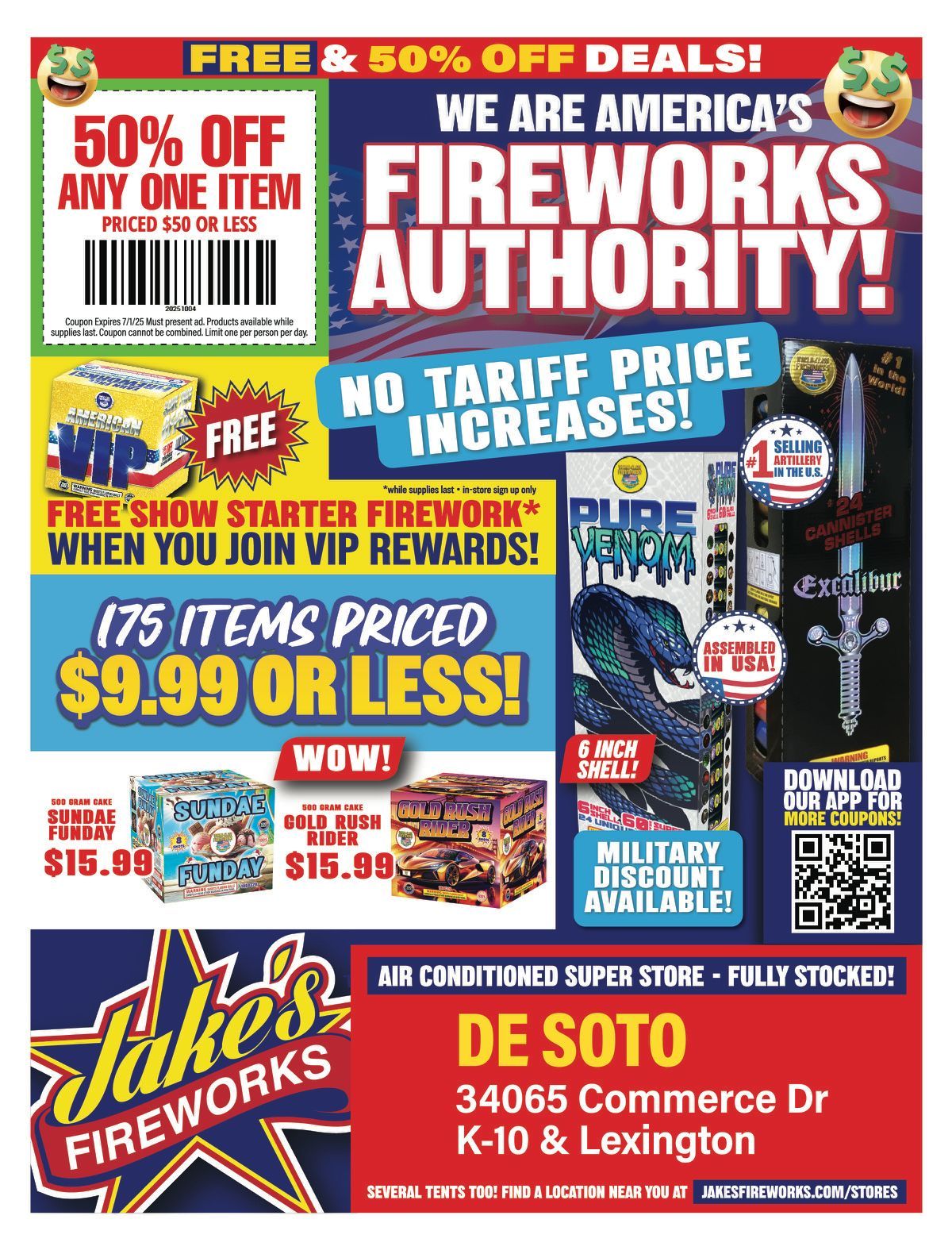 Jakes Fireworks, De Soto coupons for 2025