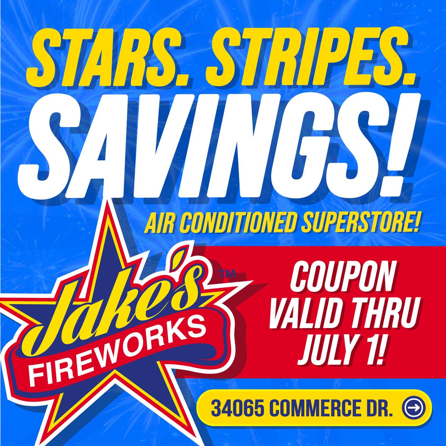 Jake's Fireworks coupon for 50% off. Fireworks in De Soto, KS