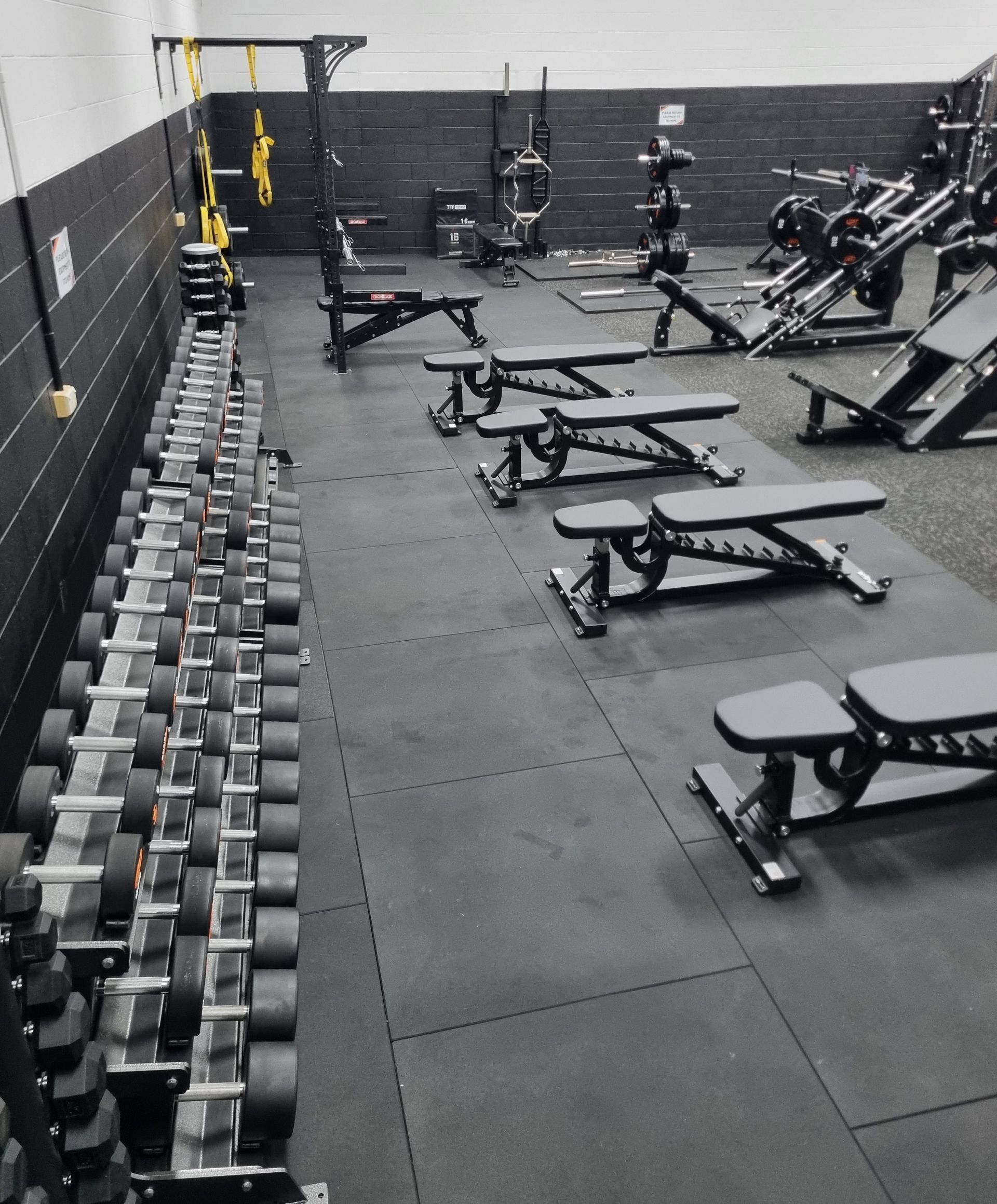 Gym Interior With Black Weight Machines, Weights, and Carpet — Ultimate Results Training in Aitkenvale, QLD