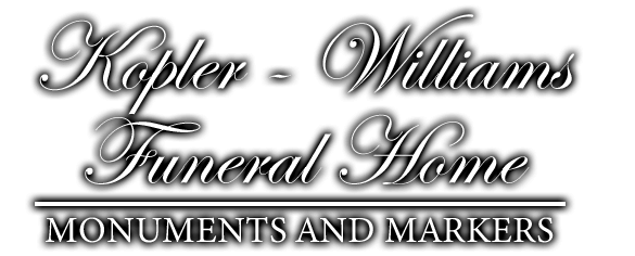 Logo for Kopler-Williams Funeral Home with the words 
