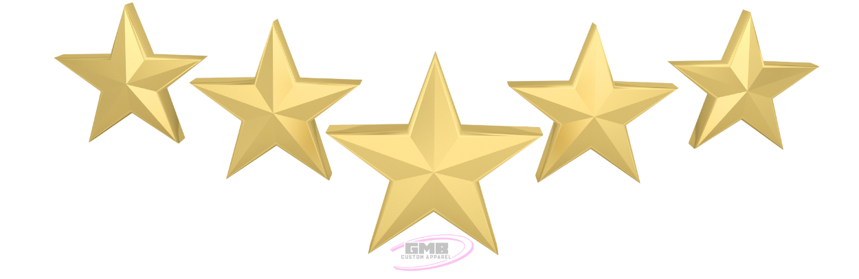 Five gold stars are lined up in a row on a white background.