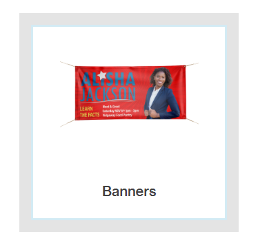 A banner for natasha jackson has a picture of a woman on it