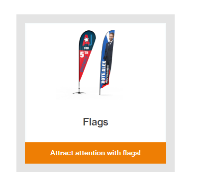 A picture of two flags that says attract attention with flags.