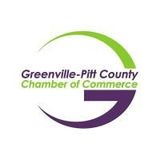 The greenville-pitt county chamber of commerce logo is green and purple.