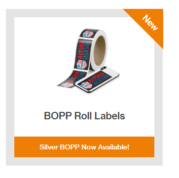 A roll of silver bopp roll labels is now available