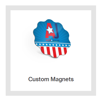 A picture of a custom magnet with an american flag on it