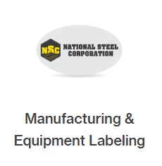 A logo for national steel corporation manufacturing and equipment labeling