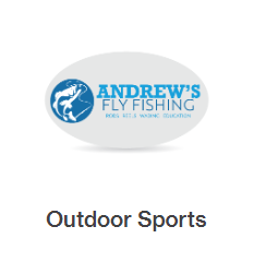 A logo for andrew 's fly fishing outdoor sports
