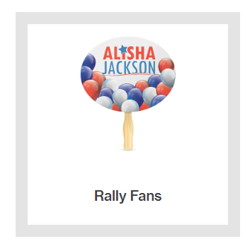 A red white and blue fan with the name alisha jackson on it