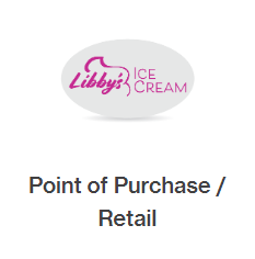 A logo for libby 's ice cream that is point of purchase / retail