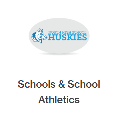 A logo for north high school huskies schools and school athletics