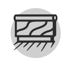 A black and white icon of a rug in a circle.