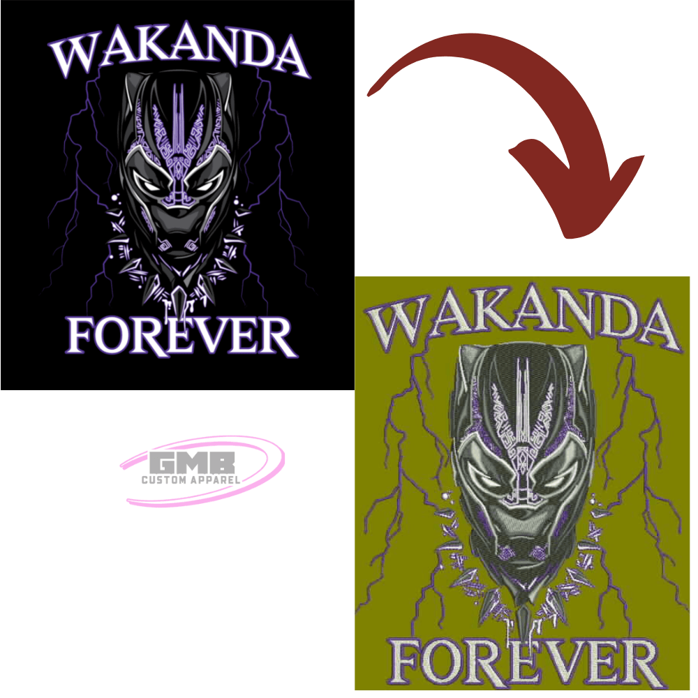 A black panther t-shirt that says wakanda forever