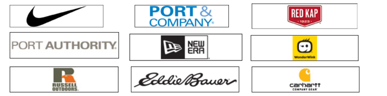 A bunch of logos on a white background one of which is port & company