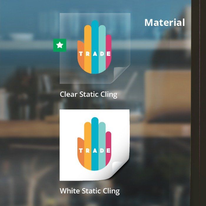 A clear static cling and a white static cling are shown