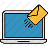 Un sobre sale volando de la pantalla de una computadora portátil.