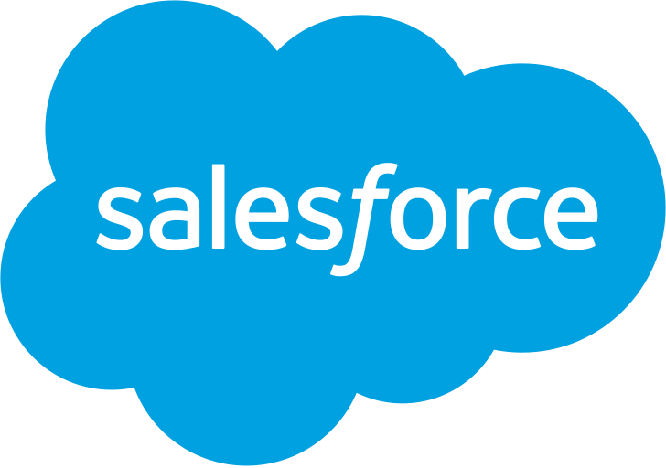 Una nube azul con la palabra Salesforce.