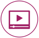 Un ícono de un reproductor de video en un círculo.