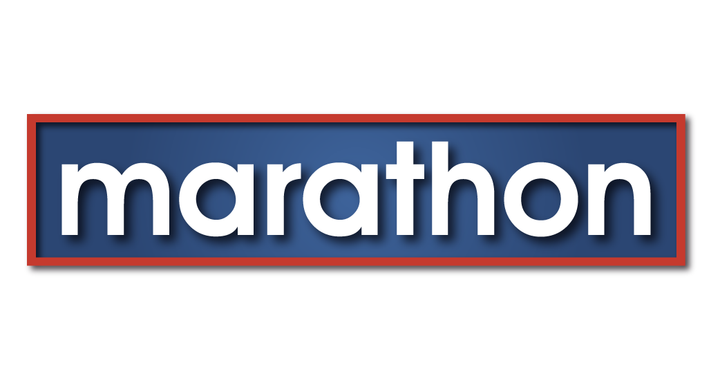 Un cartel azul con la palabra maratón.