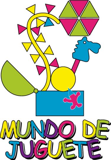 A colorful logo that says mundo de juguete