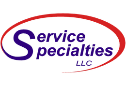 Service Specialties LLC logo in blue and red with an oval swoosh outline