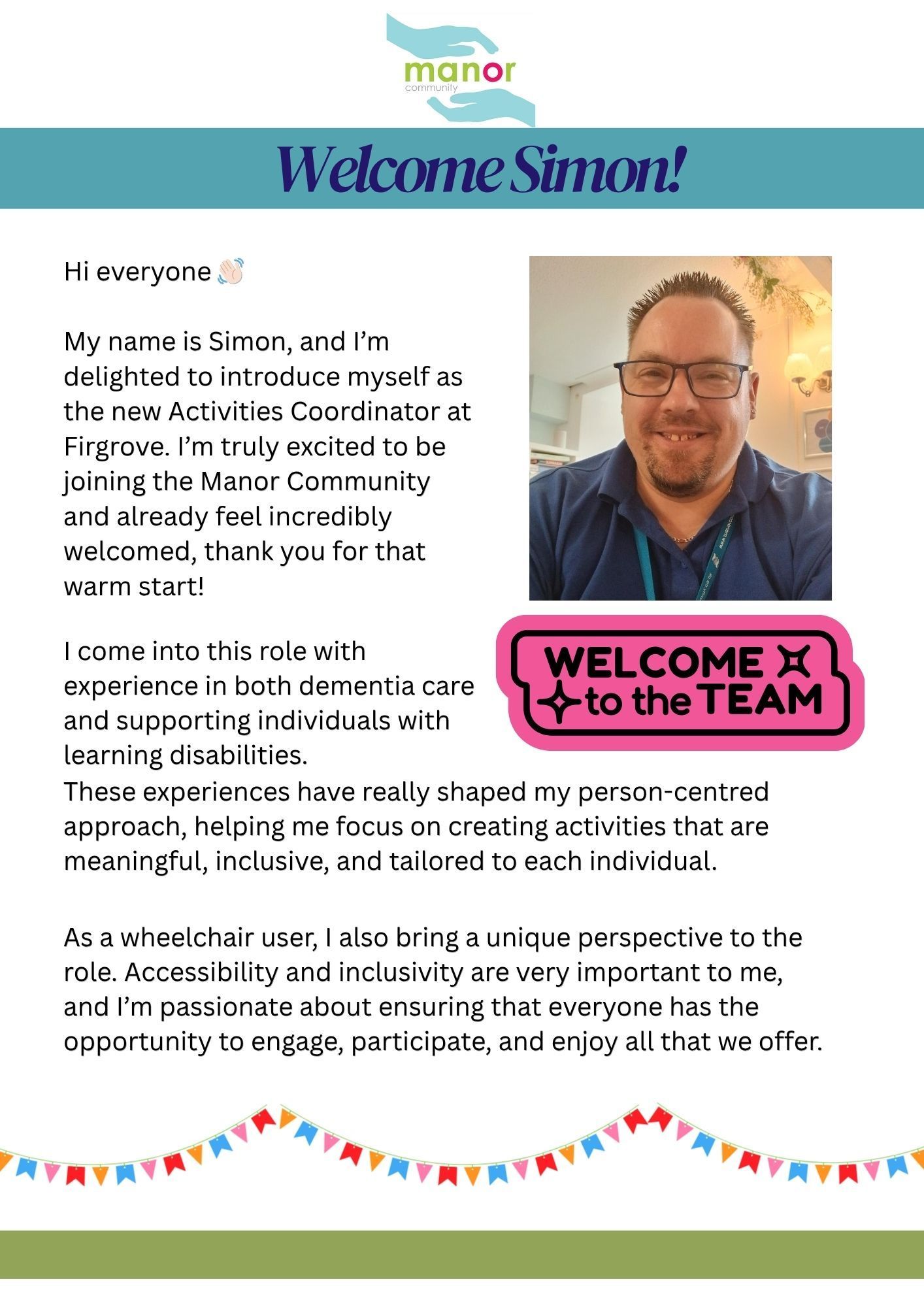 Text and image of man in glasses