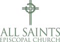 The logo for all saints episcopal church has a cross on it.