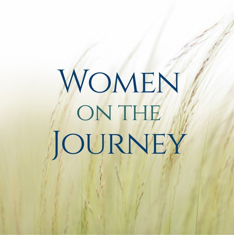 A poster for women on the journey with tall grass in the background