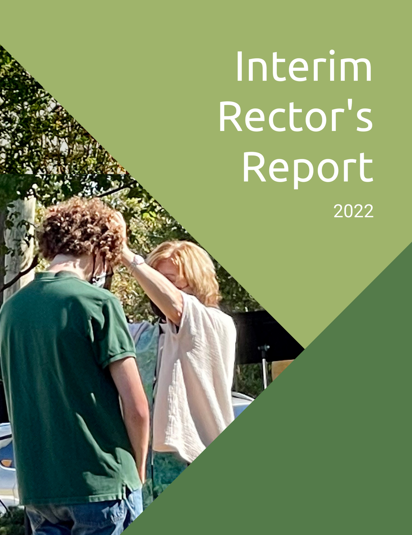 The cover of the interim rector 's report for 2022 shows a man and a woman standing next to each other.