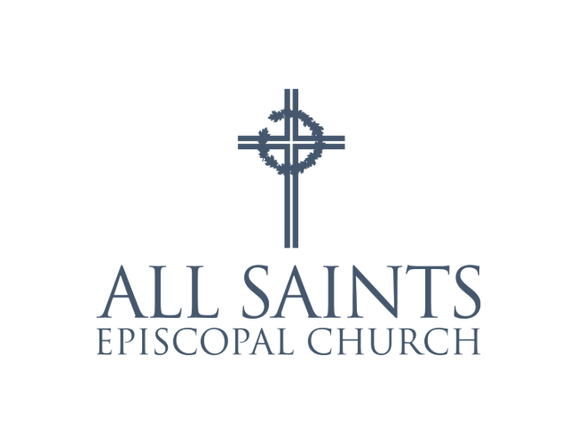 The logo for all saints episcopal church has a cross on it