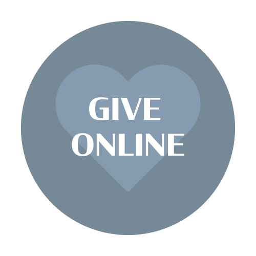A button that says give online with a heart in the middle.