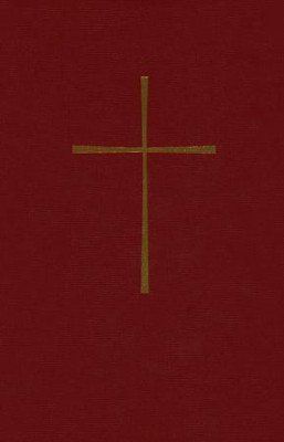 A red book cover with a gold cross on it.