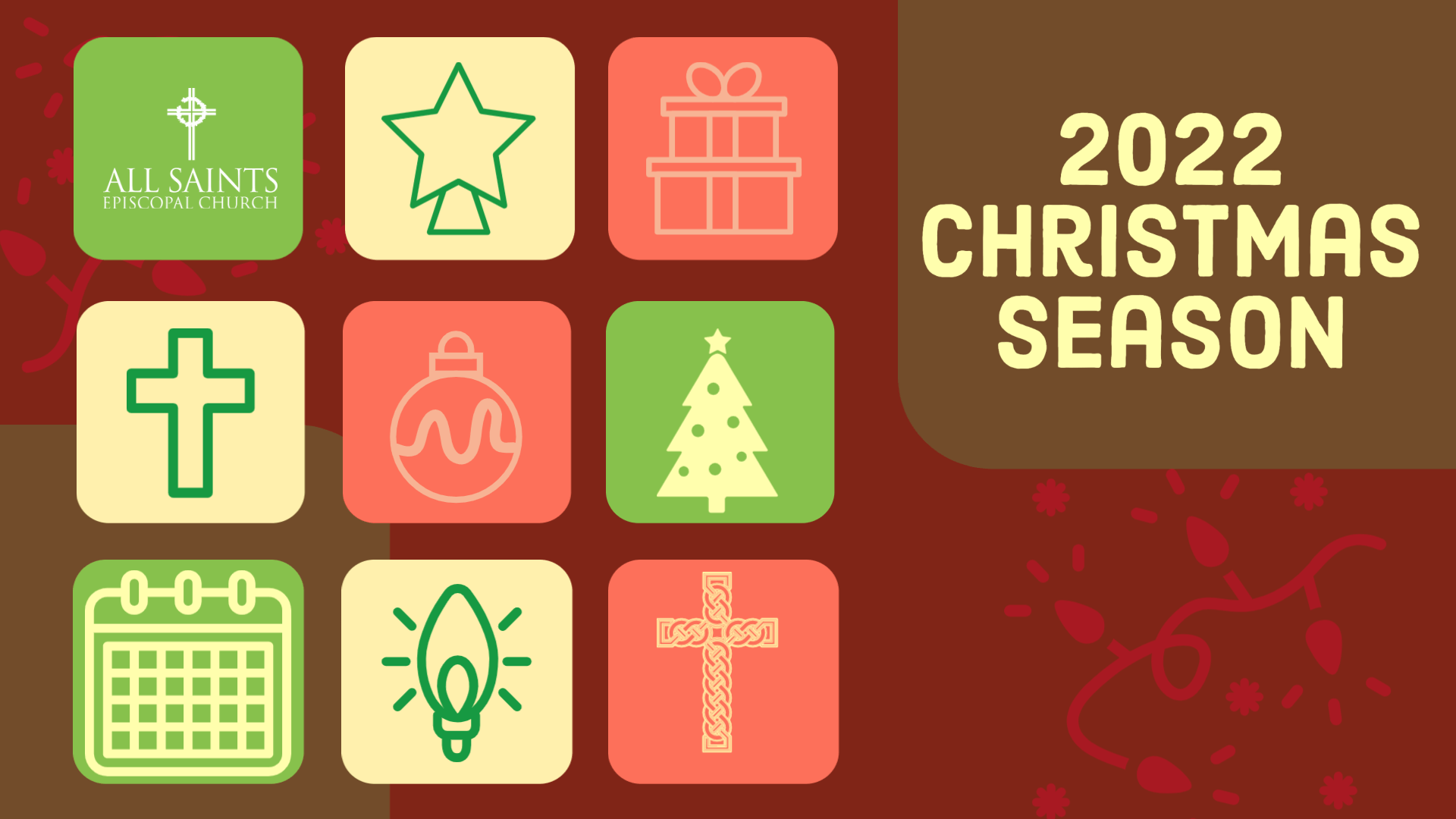 A set of christmas icons on a red background with the words `` 2022 christmas season ''.