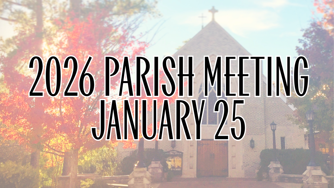 An aerial view of a large church surrounded by trees.