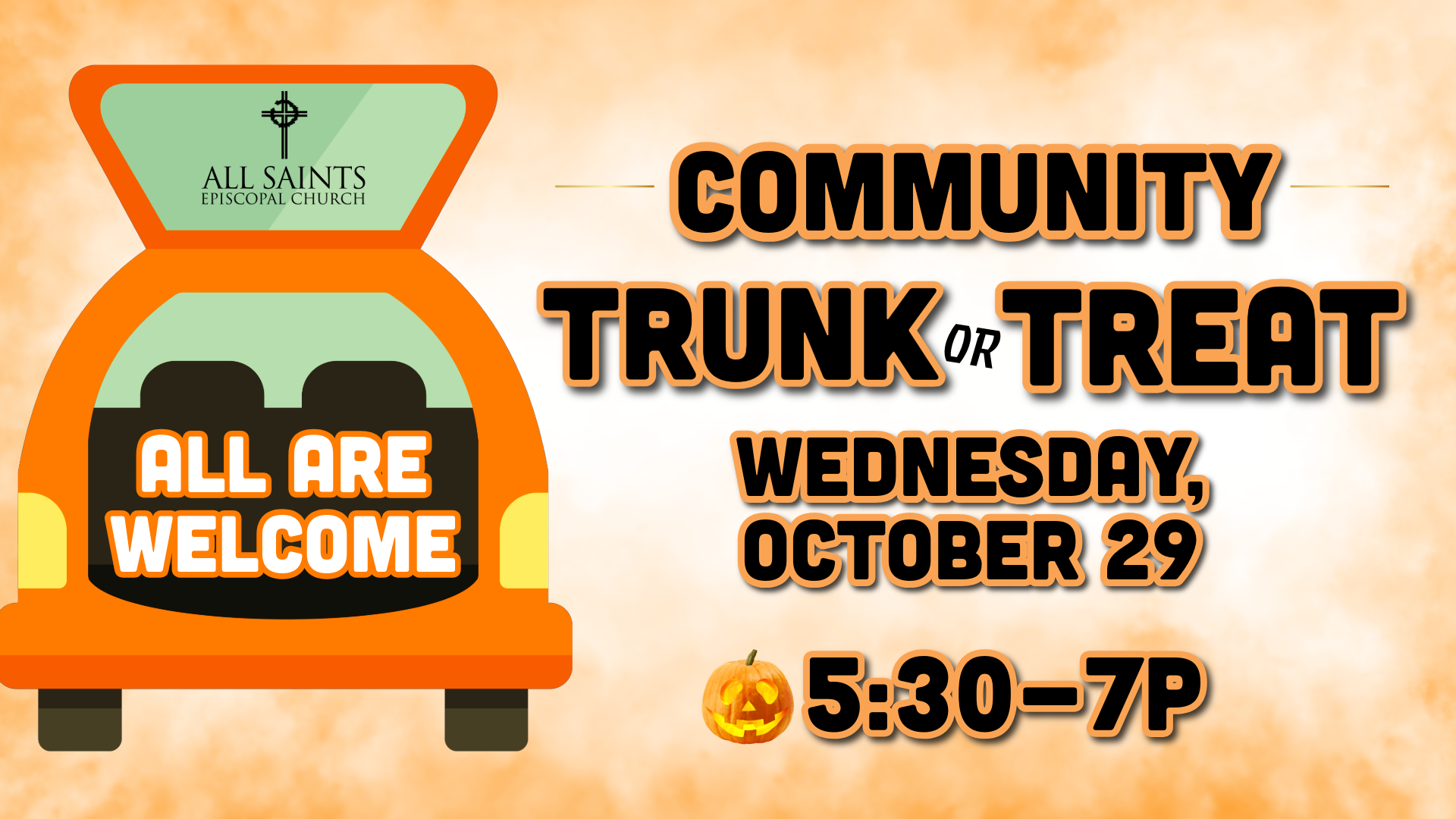 Trunk or treat is being held on wednesday , october 30.