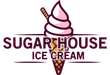 Sugar House Ice Cream logo: swirl ice cream cone with wafer, text "Sugar House Ice Cream".