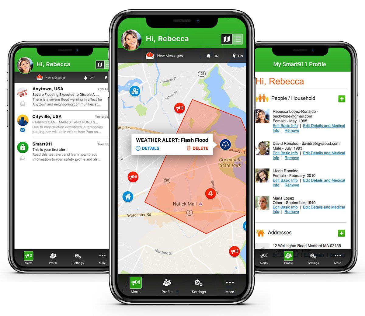 smart911 app showing emergency alert